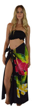 Load image into Gallery viewer, Sarong- Hand-Painted Batik- Hawaiian Hibiscus Black Pareo B-112-F
