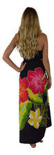 Load image into Gallery viewer, Sarong- Hand-Painted Batik- Hawaiian Hibiscus Black Pareo B-112-F
