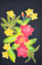 Load image into Gallery viewer, Sarong- Hand-Painted Batik- Hawaiian Hibiscus Black Pareo B-112-F

